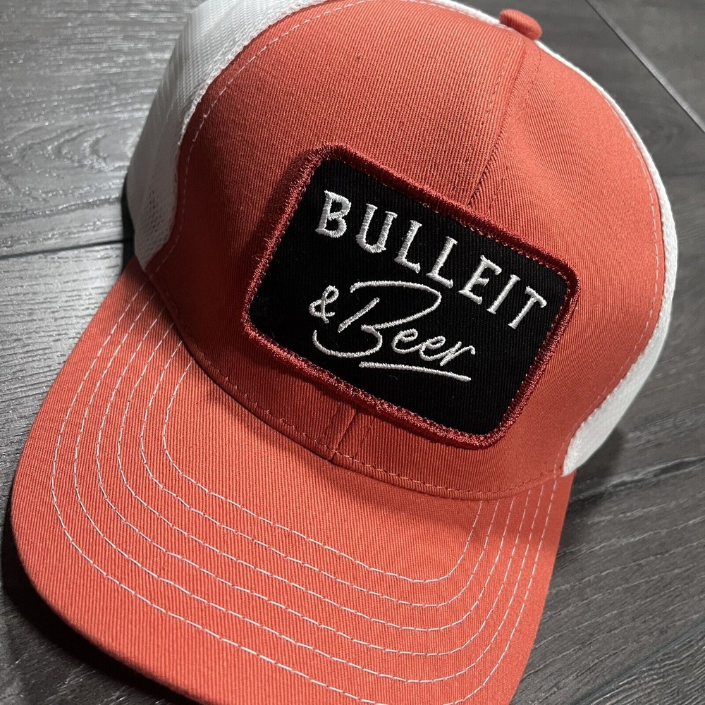 Bulleit Bourbon Hat Frontier Whisky Snapback Trucker Hat‎ Orange Black NEW USA